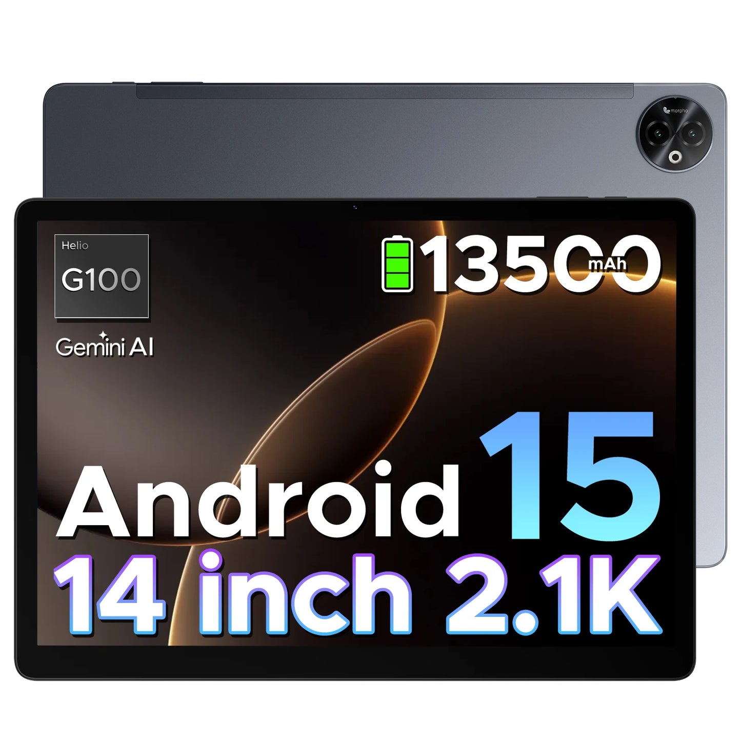 Doogee 2 in 1 Tablet Pc Tab E3 Max Gmini Ai 14" 2.1K Display Android 15 32Gb (8+24) 256Gb 13500Mah Battery Helio G100 Tablet Pc