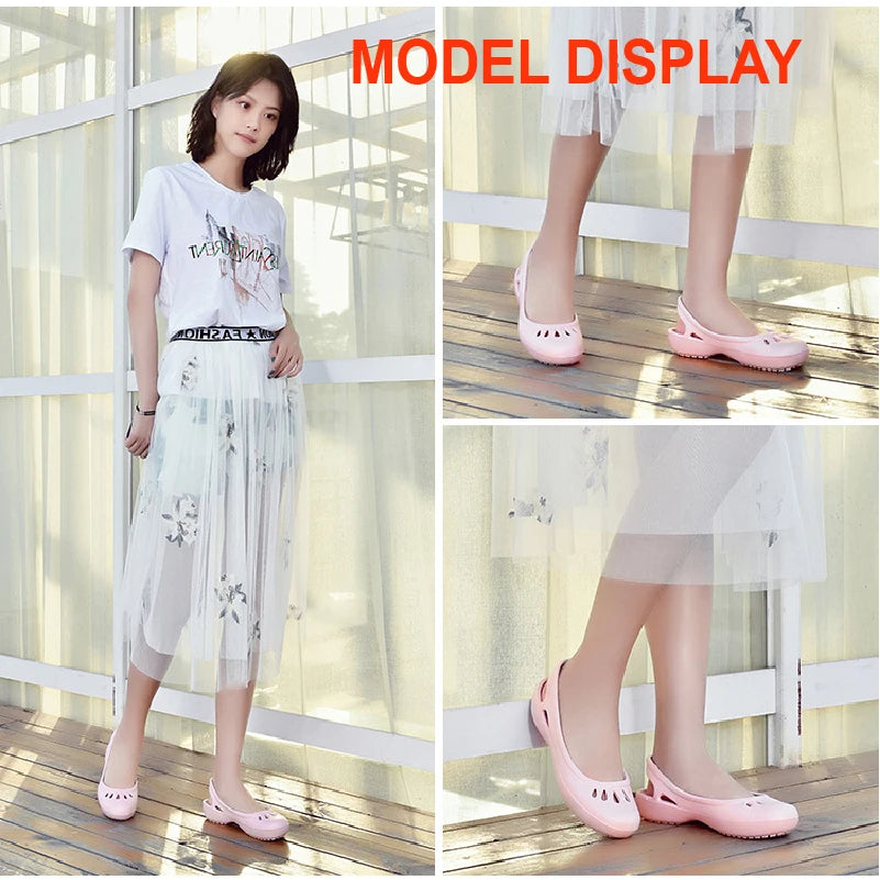 Certified Satihu Summer New Lightweight Anti Slip Hole Shoes  Clog For Women's Flat Bottom Sandals Nurse Outdoor Beach Jelly.
