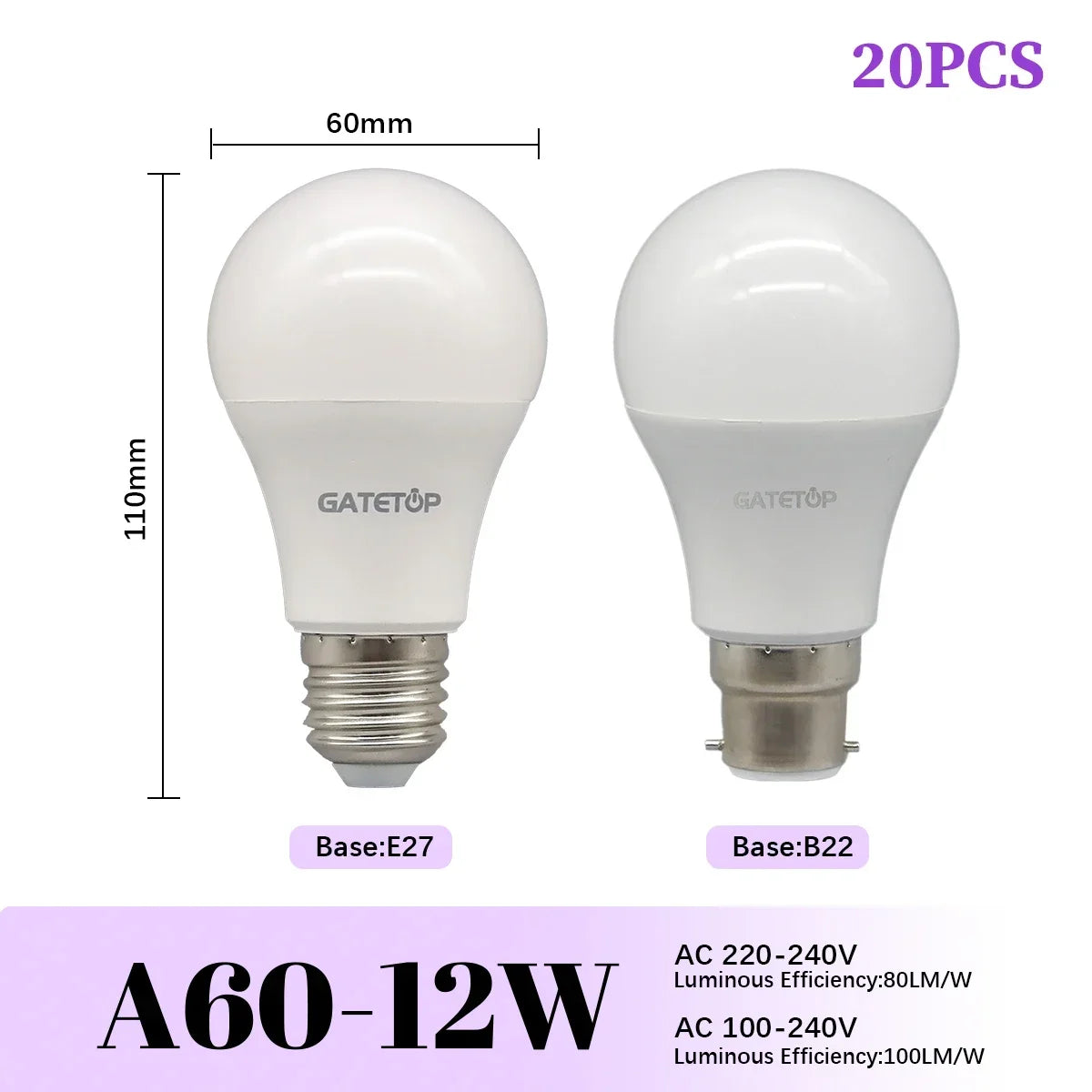 1/20PCS Led-lampe E27 B22 Energiesparlampen A60 A80 AC220V 230V 110V Licht 8W 18W 24W für Home Derection Wohnzimmer Beleuchtung