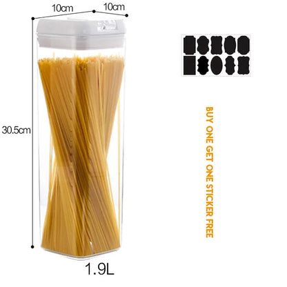 Air-Tight Food Storage Container for Cereals Easy Lock Sealed Jar Plastic Transparent Milk Powder Grains Candy Kitchen Organizer