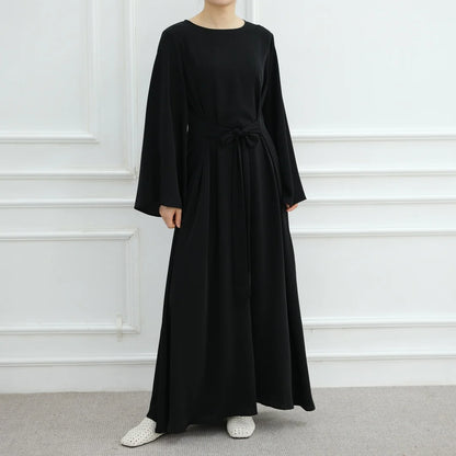 Bandage Plain Abaya Dubai For Women Kaftan Muslim Modest Long Dresses Islam Caftan Marocain Kebaya Robe Femme Musulmane Vestidos