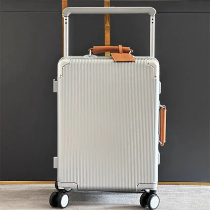 sushimu Koffer, breiter Griff, Reisekoffer für Herren, 20 24, Handgepäck, Damen, PC, Aluminiumrahmen, Trolley