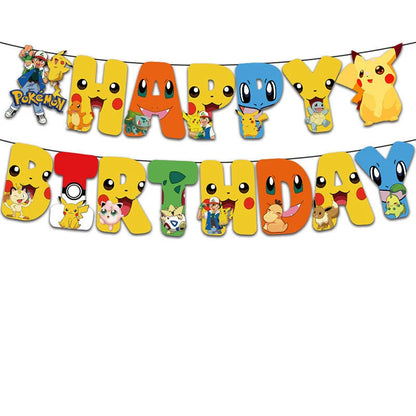 Pokemon Geburtstag Party Dekoration Pikachu Blitz Neue Ballon Set Kid Event Liefert Einweg Geschirr Banner Maske Hintergrund