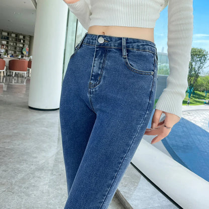 Y2k Women's Jeans Elastic Slim Fashion Pencil Pants Streetwear Jean Female Clothing Vintage Skinny Jeans Stretch Denim Trousers.