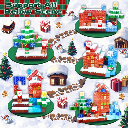 3D Kids Magnetic Blocks Sensory Construction Building Toy Santa Claus Magnet Cubes Stacking Toys Boys Girls Puzzle Gift.