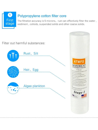Water Purifier Filter 5 Micron 4 x 10" ppf Filter Sediment Water Filter Cartridge (4 pcs) Aquarium pre-filters