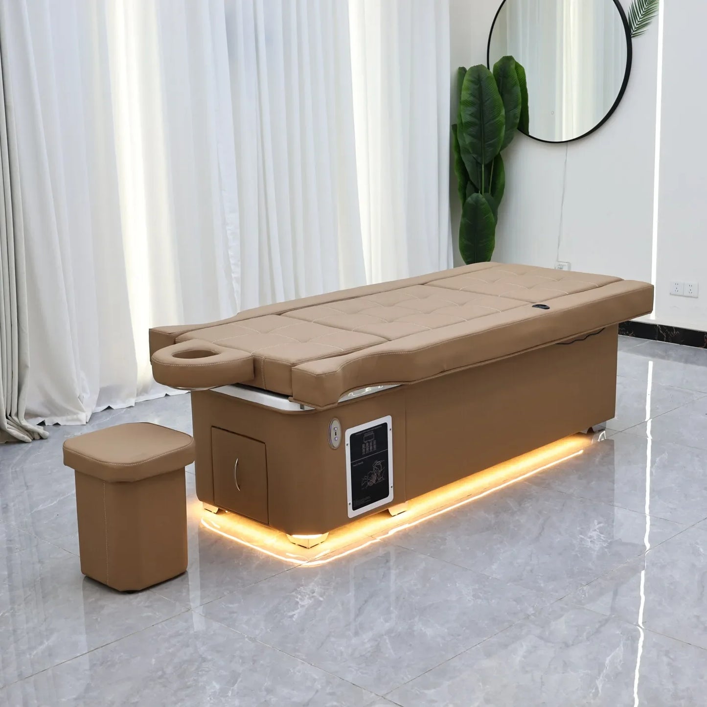 Elektrisches Lift-Shampoo-Bett, All-in-One-SPA-Salonmöbel mit Massage- und Wassercirculation, Waschbecken, Kopfbegasung und Fußbad