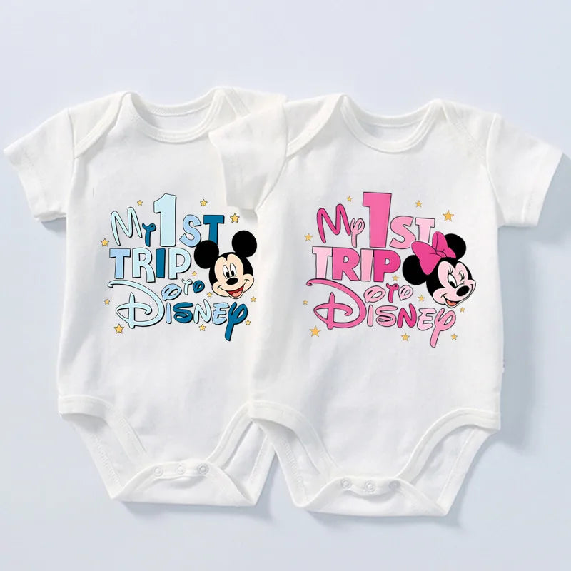 Neue Ankunft Baby Kleidung My 1st Trip Disney Baby Bodys 100% Baumwolle Sommer Baby Jungen Mädchen Strampler.