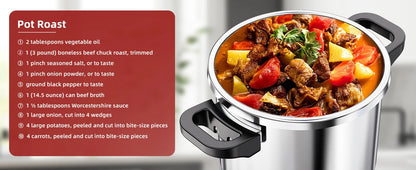 KITCHJOY 3in1 Stainless Steel Pressure Cooker 6L 8L 10L 12L Pressure Canner Induction Compatible Glass Lid Steamer Rack Included