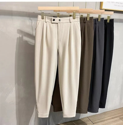 Luxury Fashion Straight Men's Casual Pants Spring Summer New Korean Suit Pant Harem Business Formal Male Trousers Trendy Brand.