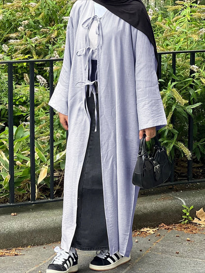 Ramadan Eid Muslim Women Modest Arab Open Abaya Long Dress Jalabiya Lace Up Cardigan Robe Morocco Dubai Abayas Kaftan Vestidos.
