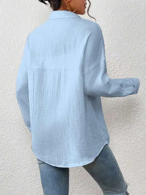 Summer 100% Cotton Women Shirts Casual Turn Down Collar Shirt Top Long Sleeve Top Office Lady Elegant Blouses for Women Blusas.