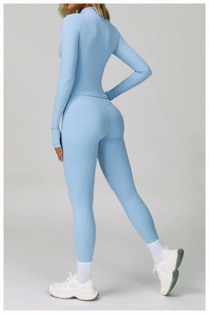 Hearuisavy 2Pcs Long-Sleeved Set Women Casual Outdoor Running Jackest Suit Yoga Clothing Quick Drying Push Up Fitness Sportswear