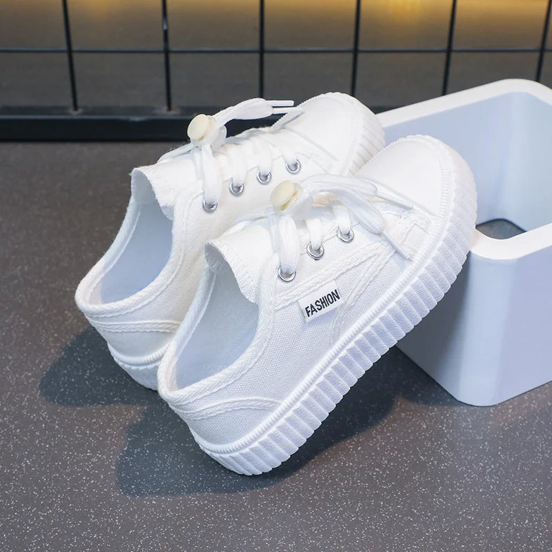 Children's Canvas Shoes 2025 Summer New Students White Shoes Boys Sports Shoes Girls Breathable Casual Shoes Children's Shoes.