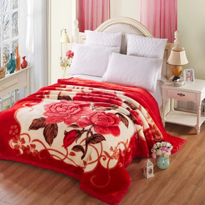Blanket Double Thickened Raschel Winter Wedding Quilt Blanket Warm Coral Fleece Cashmere Blanket Double