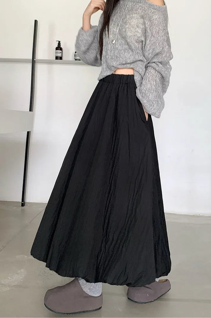 High Quality Cotton-padded Bud Skirts Women  Fall Winter Pocket Long Skirts Female Korean Fashion Apricot Streetwear Faldas 2025.
