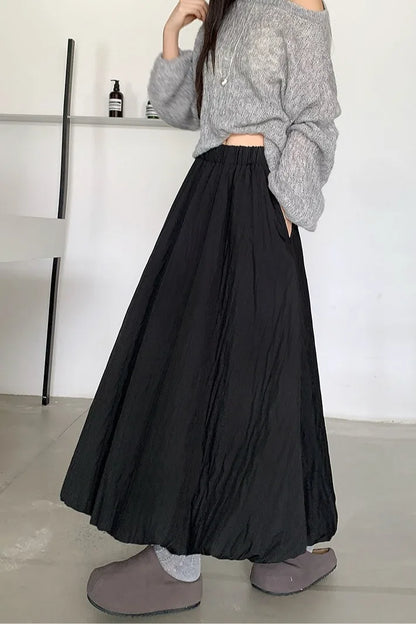 High Quality Cotton-padded Bud Skirts Women  Fall Winter Pocket Long Skirts Female Korean Fashion Apricot Streetwear Faldas 2025.