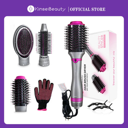 1200W Hair Dryer Hot Air Brush Styler Replaceable Head Straightener Curler Comb Roller One Step Electric Ion Blow Dryer Brush.