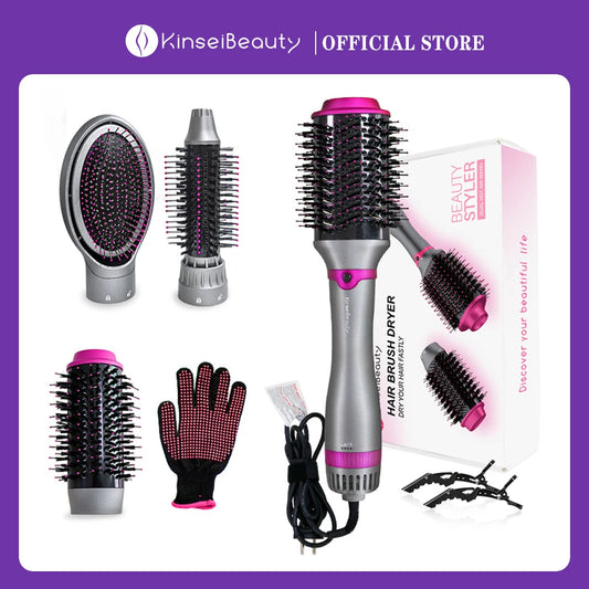 1200W Hair Dryer Hot Air Brush Styler Replaceable Head Straightener Curler Comb Roller One Step Electric Ion Blow Dryer Brush.