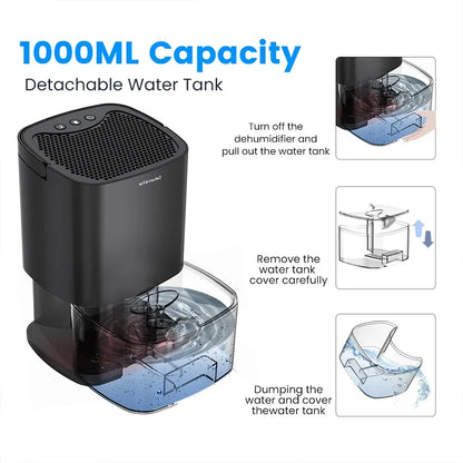 1000ML Air Dehumidifier with Basic Air Filter for Home Room Office Kitchen Moisture Absorbers Machine Anti Humidity Air Dryer.