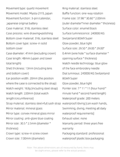 ADDIESDIVE Luxurious Men's Analog Quartz Watch BGW9 Luminous 20 Bar Waterproof Men's Diving Stainless Steel Men Watches H3.