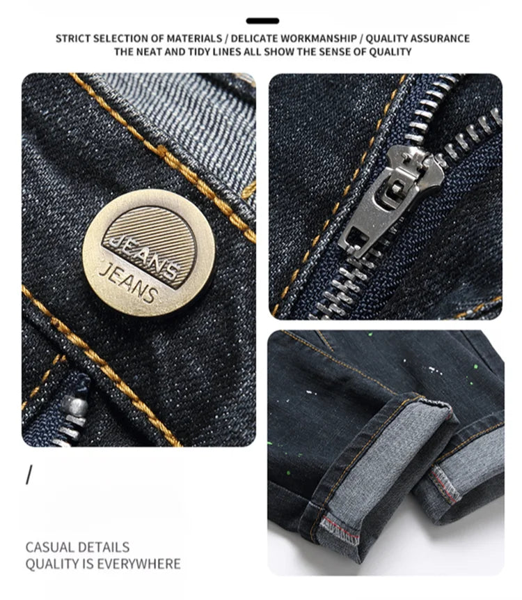 Mode Neue Slim Stretch Zerrissene Jeans männer Streetwear Farbe Flecken Denim Hosen Hip Hop Punk Persönlichkeit Loch Männliche Hosen.