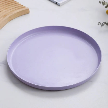 1/4/6PCS Wheat Straw Dinnerware Set Eco-friendly Safety Plates Cups Bowels Home Party Tableware Set Outdoor Camp Candy Colours.