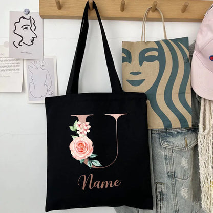 Custom Name Handbag Travel Storage Shoulder Bag Simple Tote Bags Birthday Customize Wedding Bridesmaid Gift Canvas Tote Bag