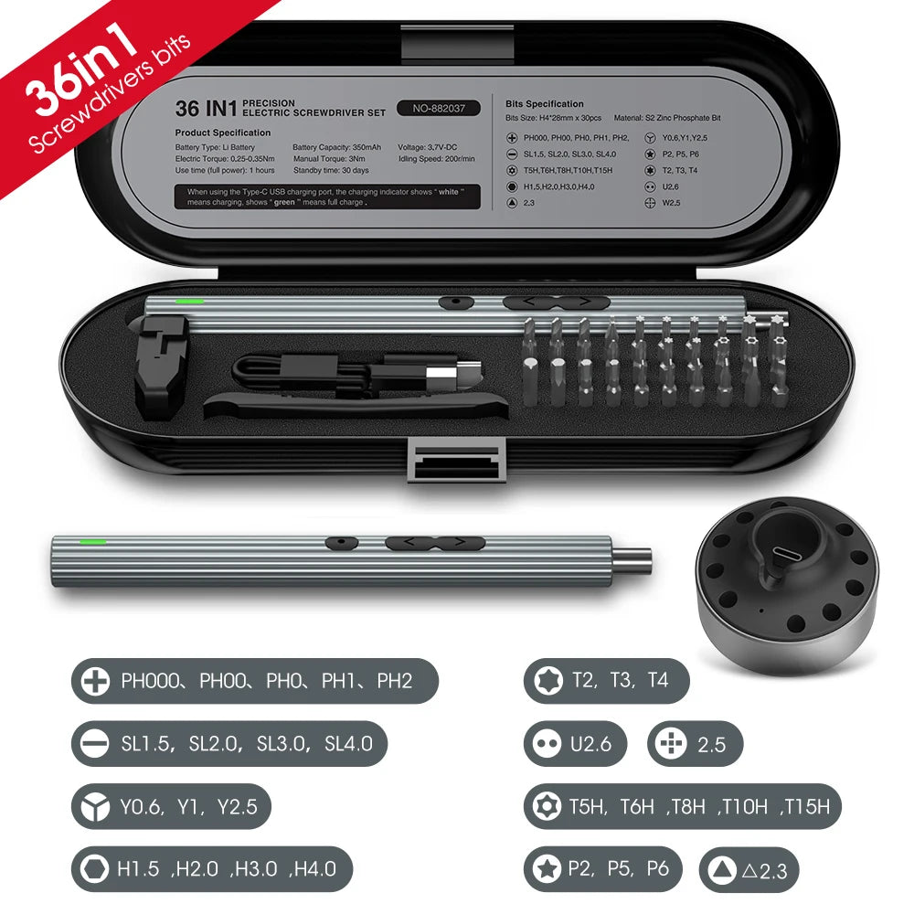 28/62 in 1 Elektro-Schraubendreher-Set, Präzisions-Elektrowerkzeug-Set, wiederaufladbar, kabellos, Mini, kleine Bits für Xiaomi Mobile Cell Repair