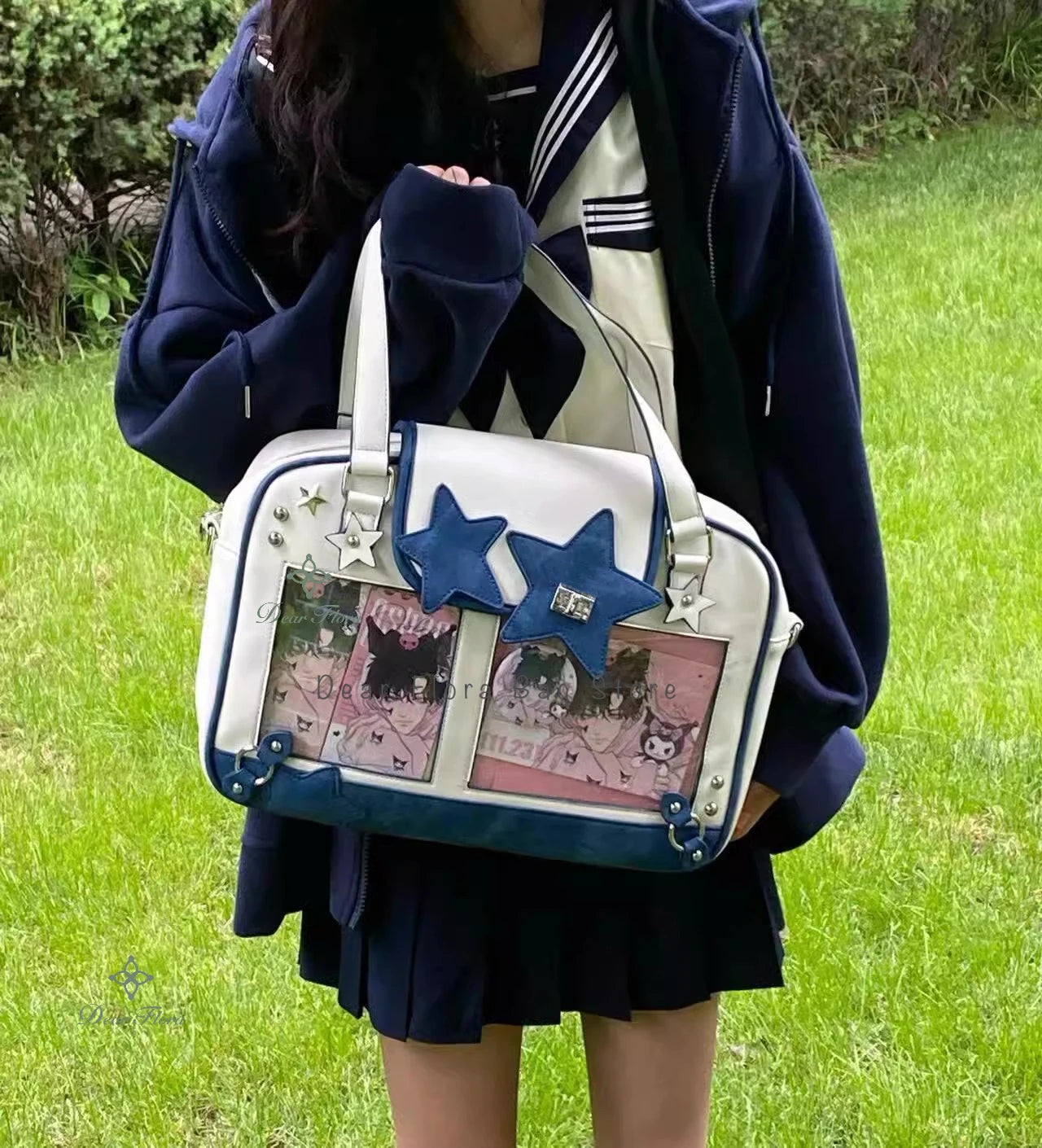 Y2K Trendy Star Ita Bag Lolita Girl Transparent Pocket Fashion Crossbody Bag Women's DIY Display Shoulder Bag Cute Purse Handbag.