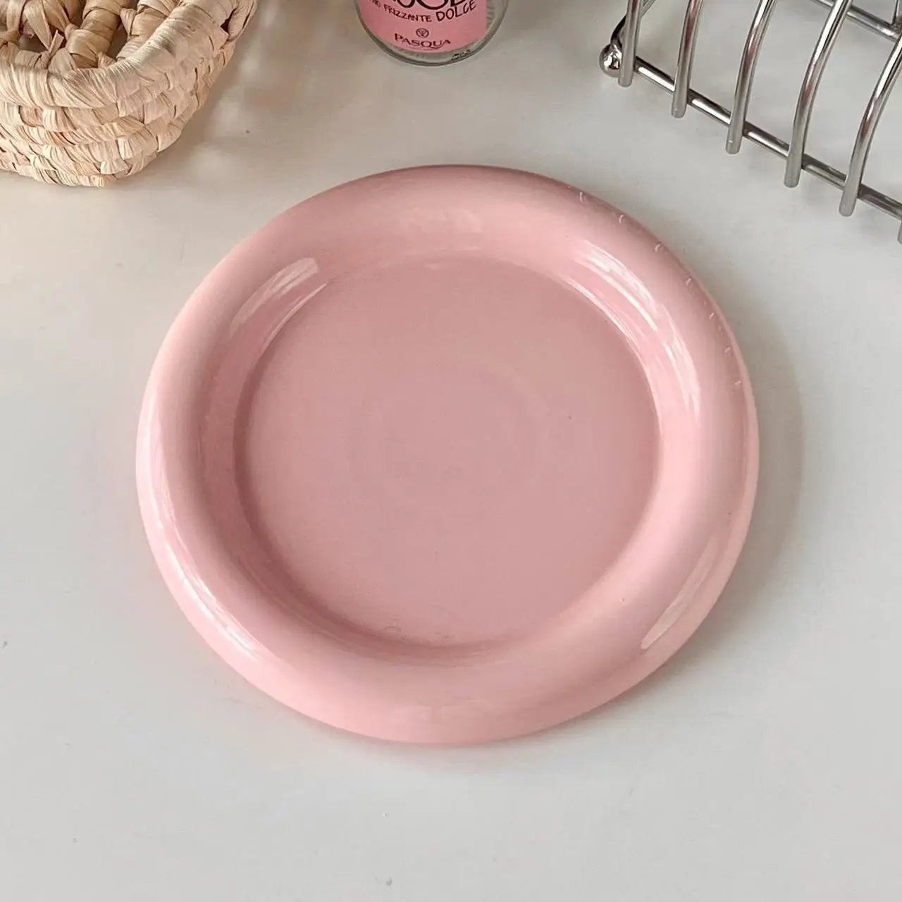 Round Ceramic Plate Thick-edged Western Food Plate Creative Steak Nordic Tableware Ceramic Plate Main Course Kitchen Utensils.