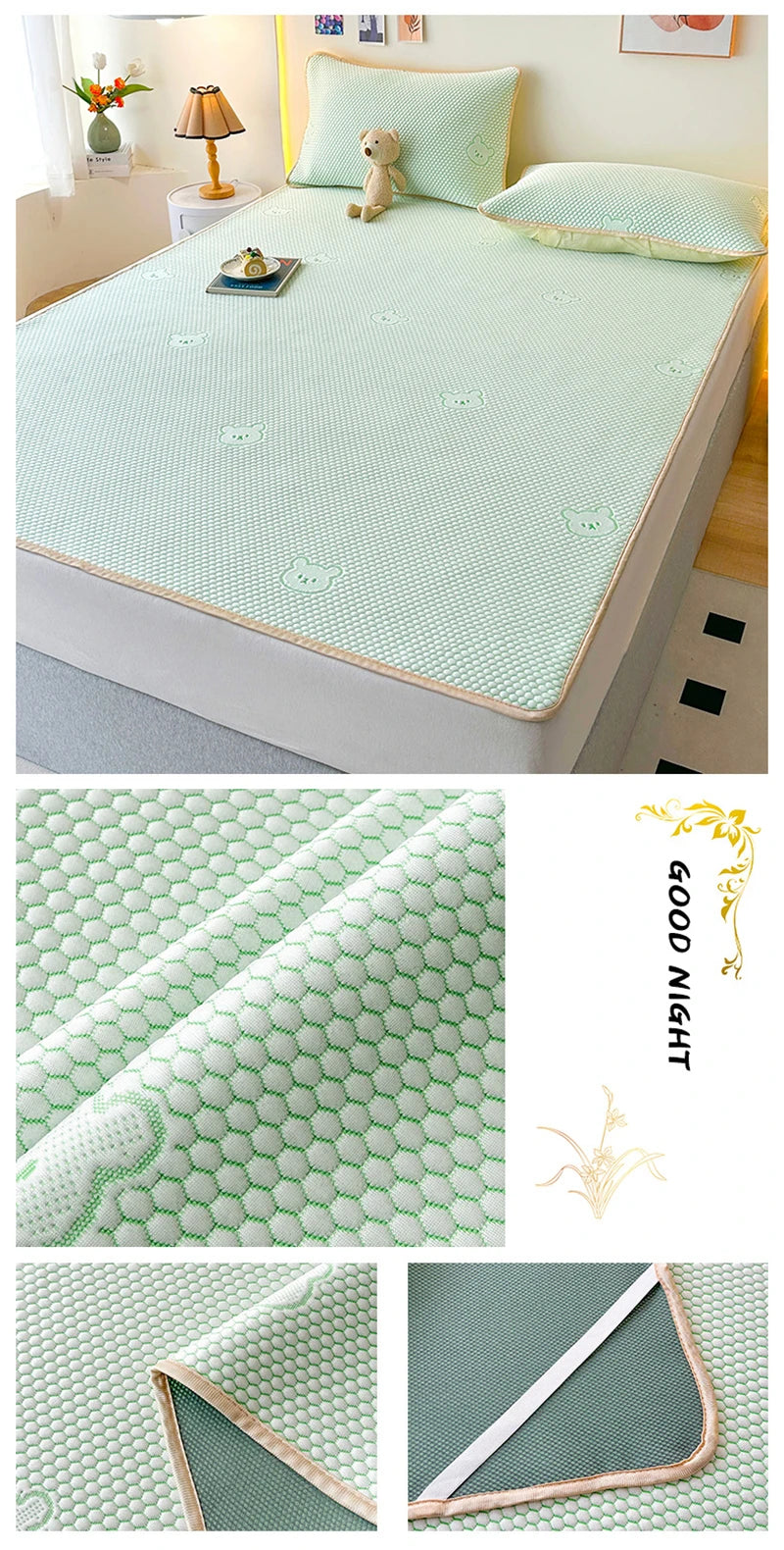 High End Latex Cooling Mattress with Elastic Band Quick-Dry Breathable Summer Bed Mat Machine Washable Foldable Sleeping Pad