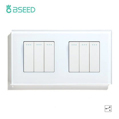 BSEED 1/2/3 Gang Wandschalter 2-Wege-Treppenlichtschalter Plus Typ-C USB-Buchse EU-Standard-Glasscheibe.