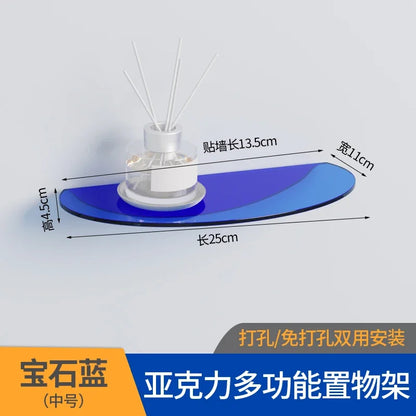 Bathroom Living Room Display Seamless Punch-free Fashion Decoration Color Acrylic Semi-circular Shelf Decoration Rack Storage