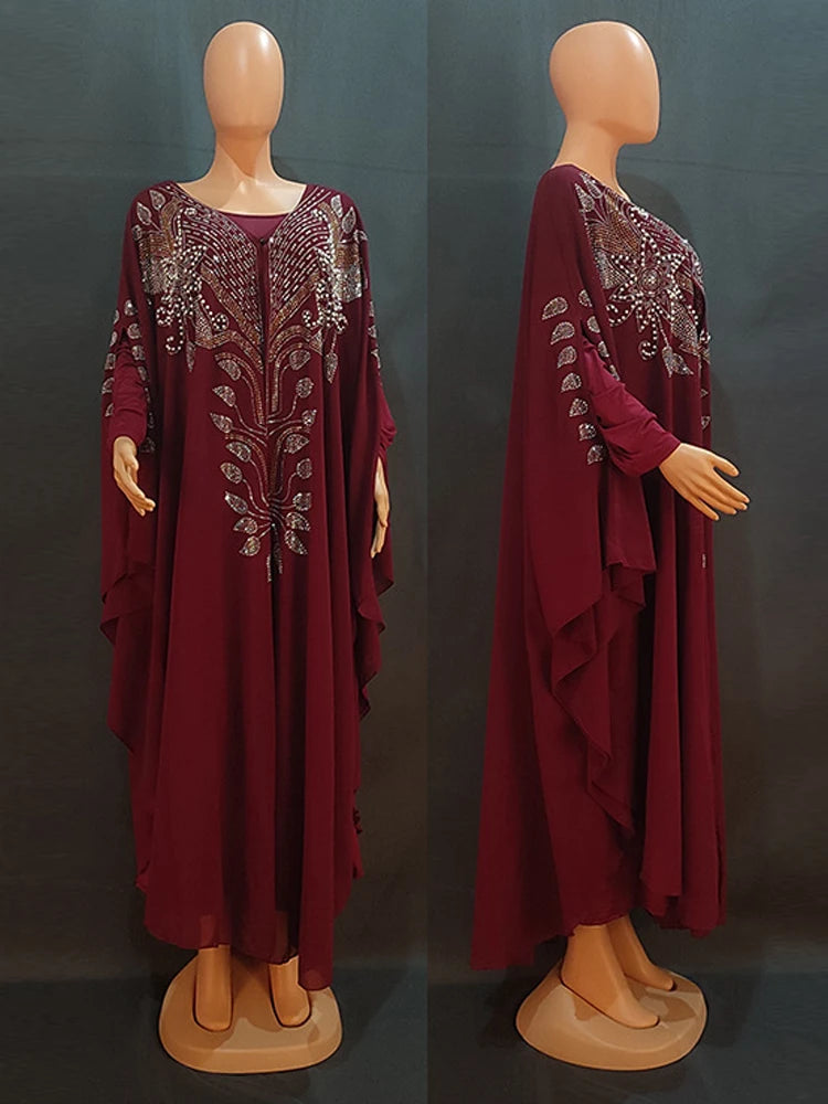 Chiffon Boubou Muslim Fashion Abaya 2-teiliges Set Dubai Türkei Maxikleid Musulman Ensembles Kaftan Marocain Islamische Kleidung