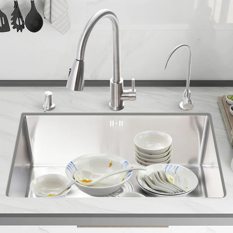 304 Stainless Steel Kitchen Sink Multiple Size Single Bowl Undermount Basin For Kitchen Fixture Improvement With Drainage