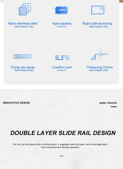 Kitchen Sink Stainless Steel Large Single Slot Multifunctional Tank Wash Basin With Waterfall Faucet Lowe Price
