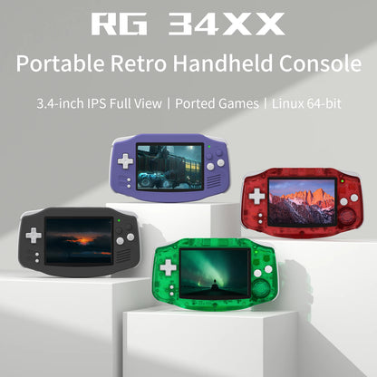 ANBERNIC RG34XX 64Bit Retro Handheld Game Player 3.4-inch IPS Screen HD-Out Portable Game Console 3500mAh streaming With APP.