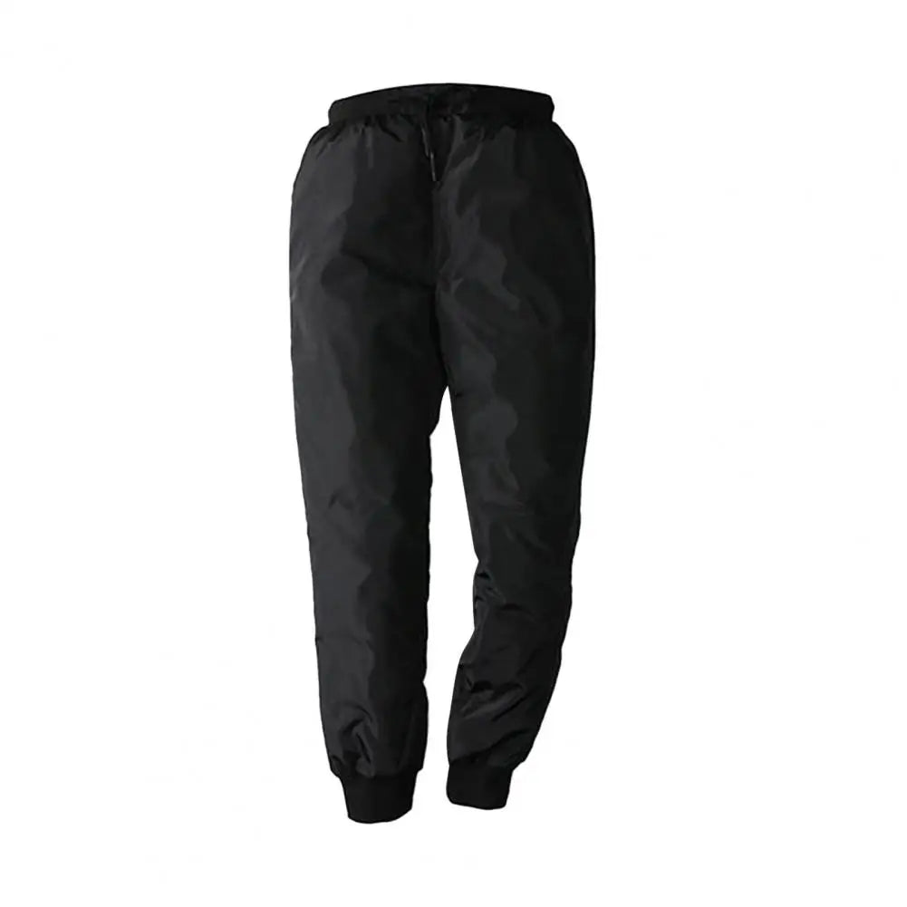Winter Men Padded Down Pants Thick Elastic Waist Windproof Warm Plus Size Waterproof Mid-aged Men Father Outdoor Pants.