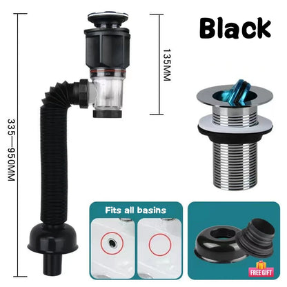 Flip Top Kitchen Sink Drain Pipe Flexible Stretchable Deodorant Strainer Pipeline Bathroom Washbasin Anti Blockage Accessories