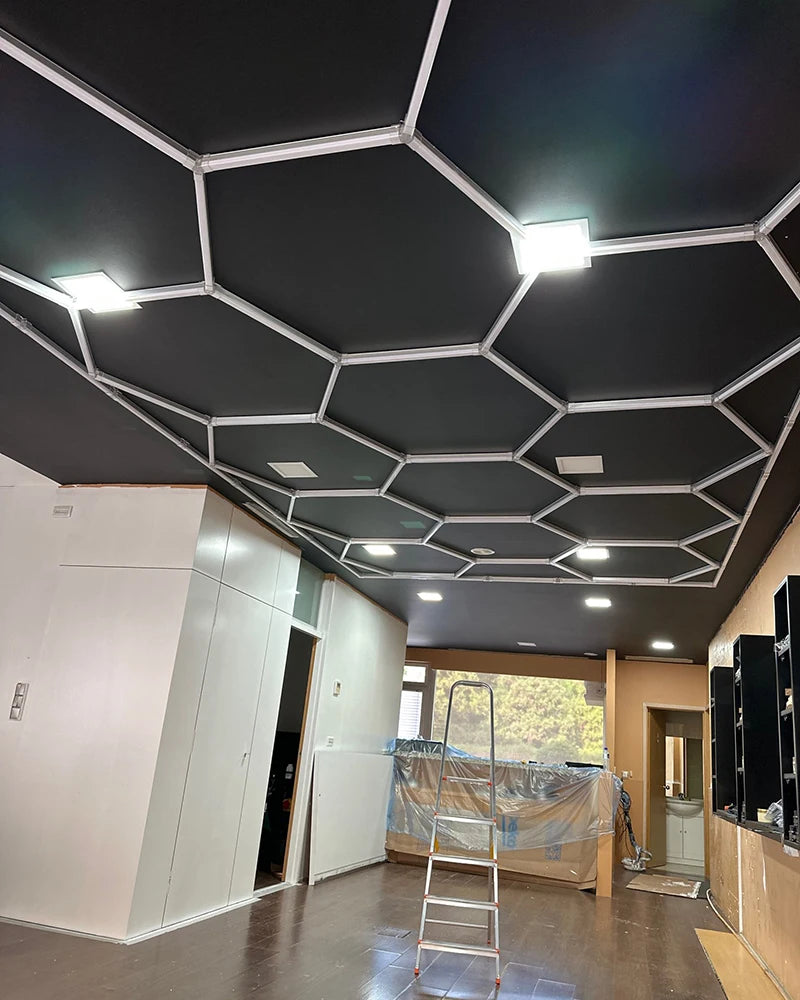 LED Garage Ceiling Hexagon Light Connector Honeycomb Detailing Car Auto Body Repair Wash Station Workshop Tube Light Customized.