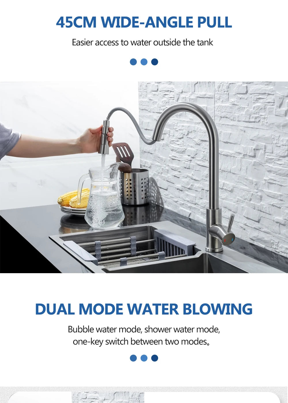 DQOK Küche Wasserhahn Ziehen Gebürstet Nickel Sensor Edelstahl Schwarz Smart Induktion Mixed Tap Touch Control Waschbecken Tap
