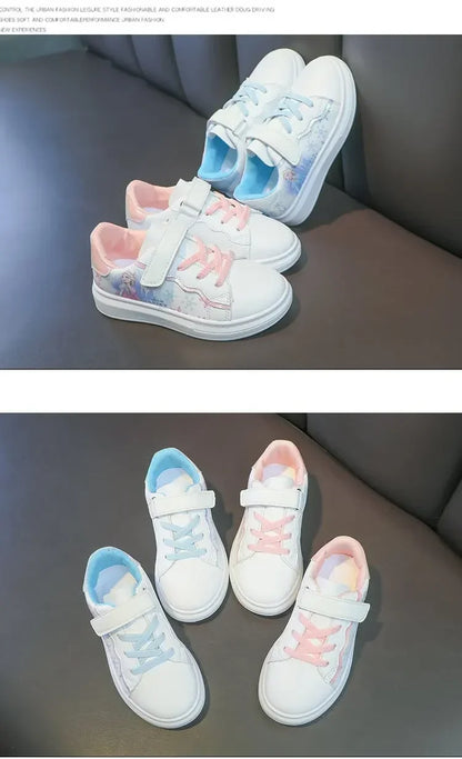 Disney Kids Girls Shoes 2024 New Children Sneakers Girls Elsa Frozen Princess Casual Sport Shoes Student Shoes Teen Shoes