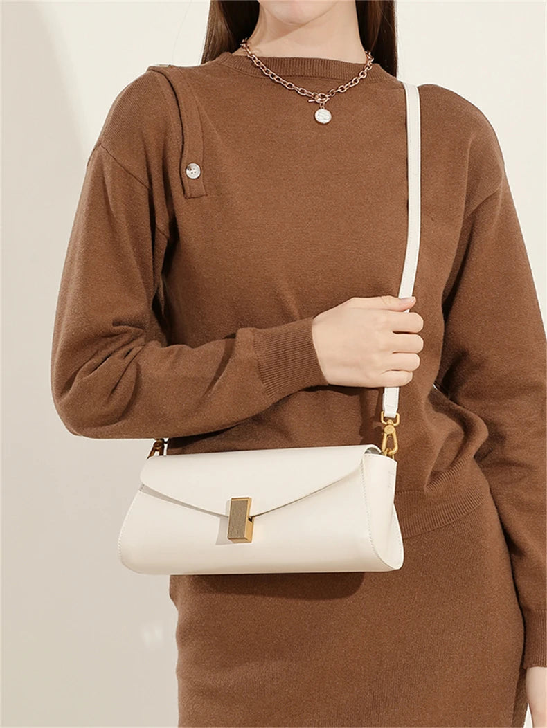 Hifashion Elegant Genuine Leather Underarm Shoulder Bags For Women 2025 Luxury Designer Crossbody Purses Square Ladies Handbags.