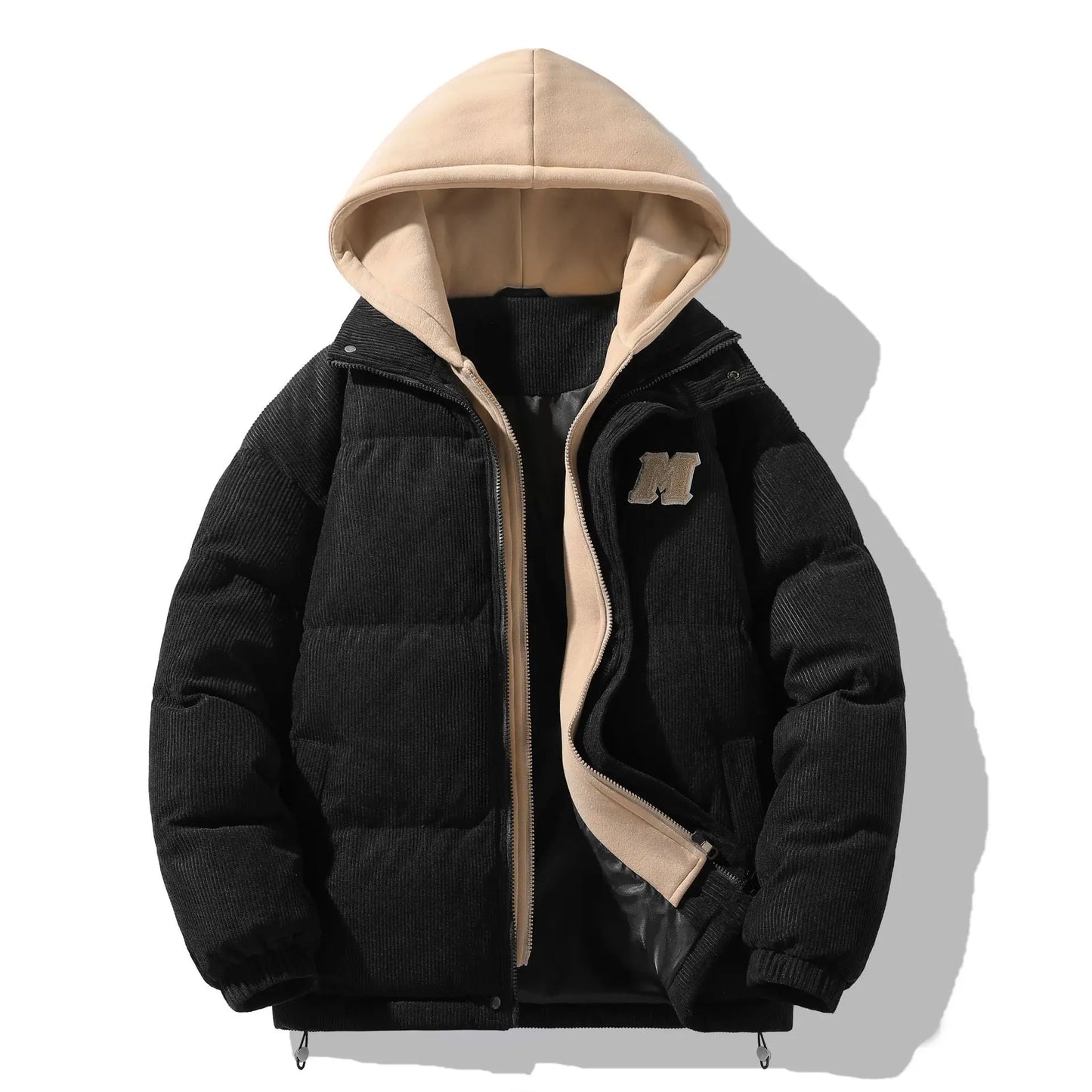 Japanese and Korean Winter Men's Thick Hooded Cotton Jacket Short Corduroy Cotton Jacket Trendy Warm Cotton Jacket Versatile.