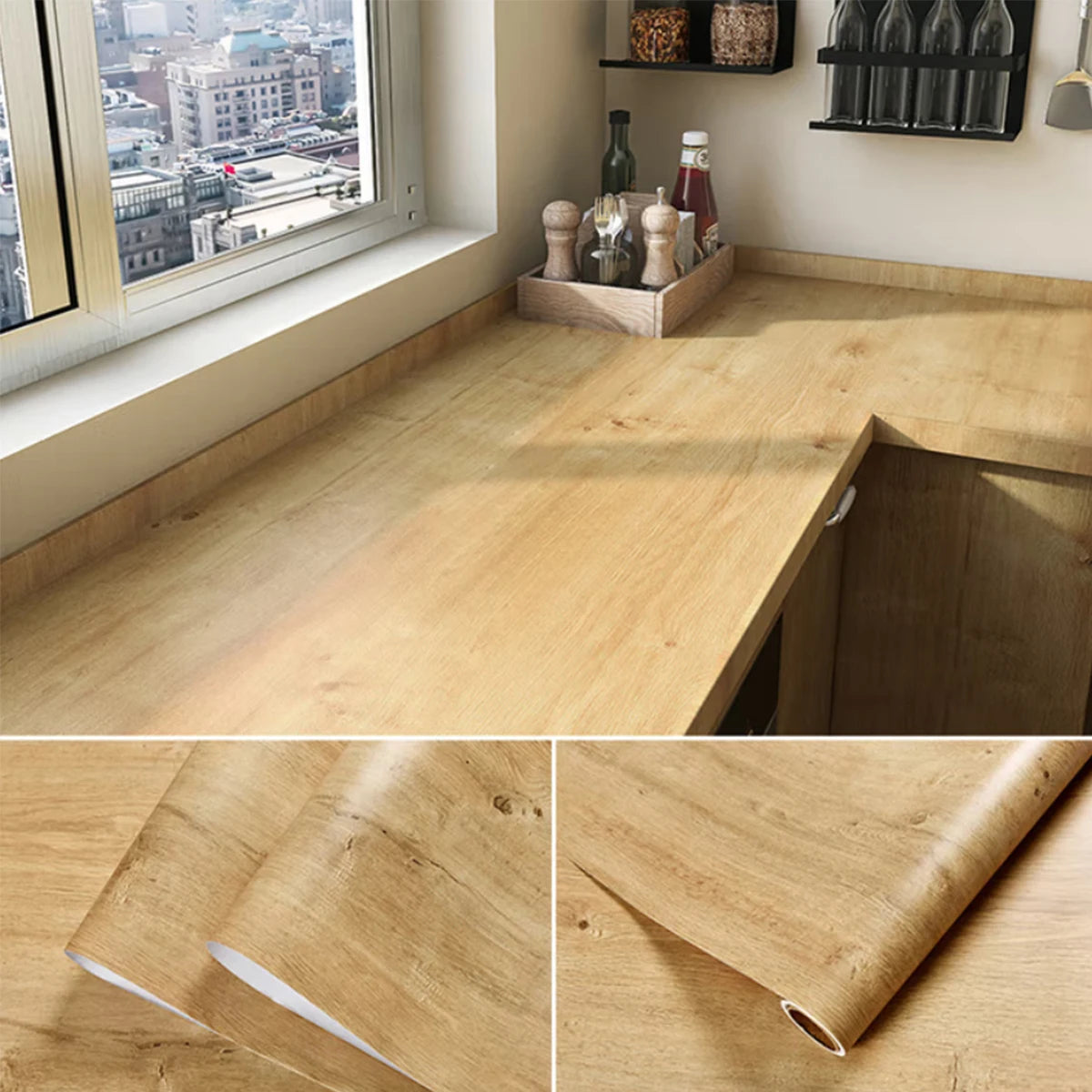 Holzmaserung DIY Aufkleber PVC selbstklebende wasserdichte Tapeten Renovierung Möbel Wandaufkleber Home Decor klebrige Papieraufkleber