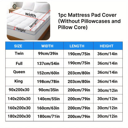 1pc Cooling Mattress Pad, Premium Zoned Quilted Fitted Mattress Topper, Breathable Fluffy Soft Mattress Cover, Machine.