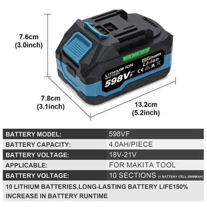 GΣ 4,0 Ah 4,5 Ah wiederaufladbarer Lithium-Ionen-Akku für Akku-Schleif-/Bürstenlosen Schraubenschlüssel/Schraubendreher für 18-V-Akkus von Makita
