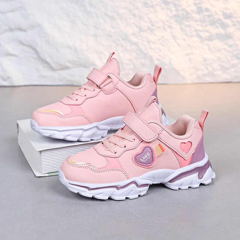 Autumn Girls Sneaker Children Leather Shoes PU Daily Kids Casual Walking Sneaker Platform Sports Tennis Sports Shoes Girl.