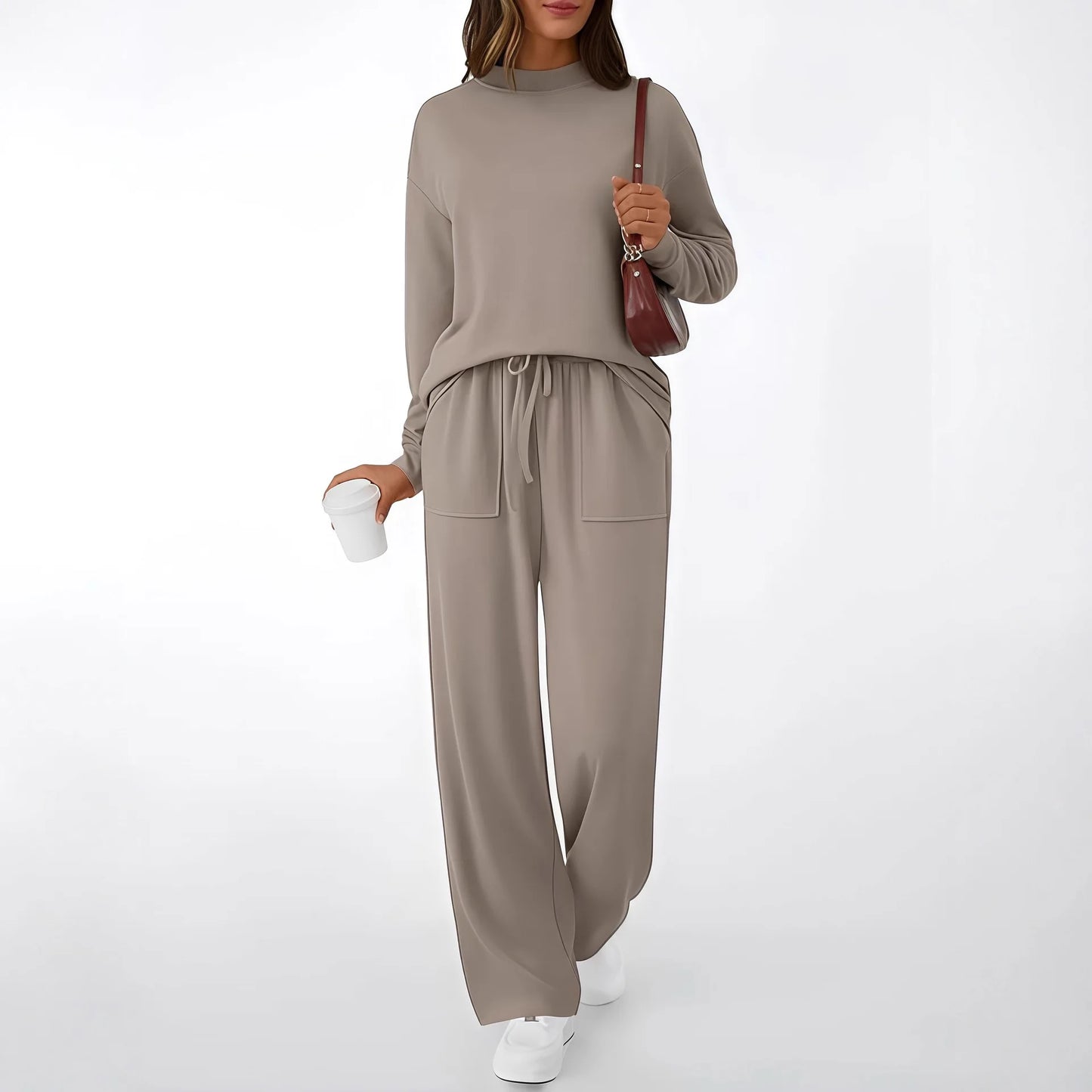 Autumn Winter Sweatshirt 2 Piece Set Women 2025 Casual Sport Long Sleeve Loose Tops And Wide Leg Pants Sets Suits Outfit.